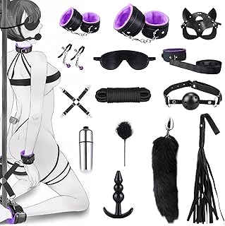 SM kit de bondage Oziral 15 pièces BDSM ensemble de bondage de lit sex toyspour pour couple ensemble bdsms set accessoires femme pour débutants avec ensemble de plug anal pour couples sex