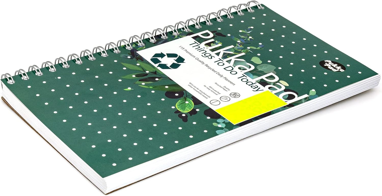 Pukka Pad, Recycled Things to Do Today Note Pad To Do Notebook List – Pack of 3 Wirebound Notebooks with 115 Sheets of 80GSM FSC Recycled Paper with Perforation