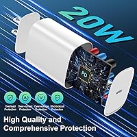 Vista 4 de Cargador de carga rápida para iPhone 14, 13, 12, 11 [certificado MFi], cable Lightning de 10 pies de largo con bloque de carga USB C de 20 W