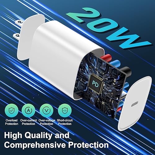 Miniatura 5 de DiHines Cargador rápido para teléfono 14, 13, 12, 11, cargador de teléfono de 12 pies de largo, cable Lightning de carga rápida y bloque de carga