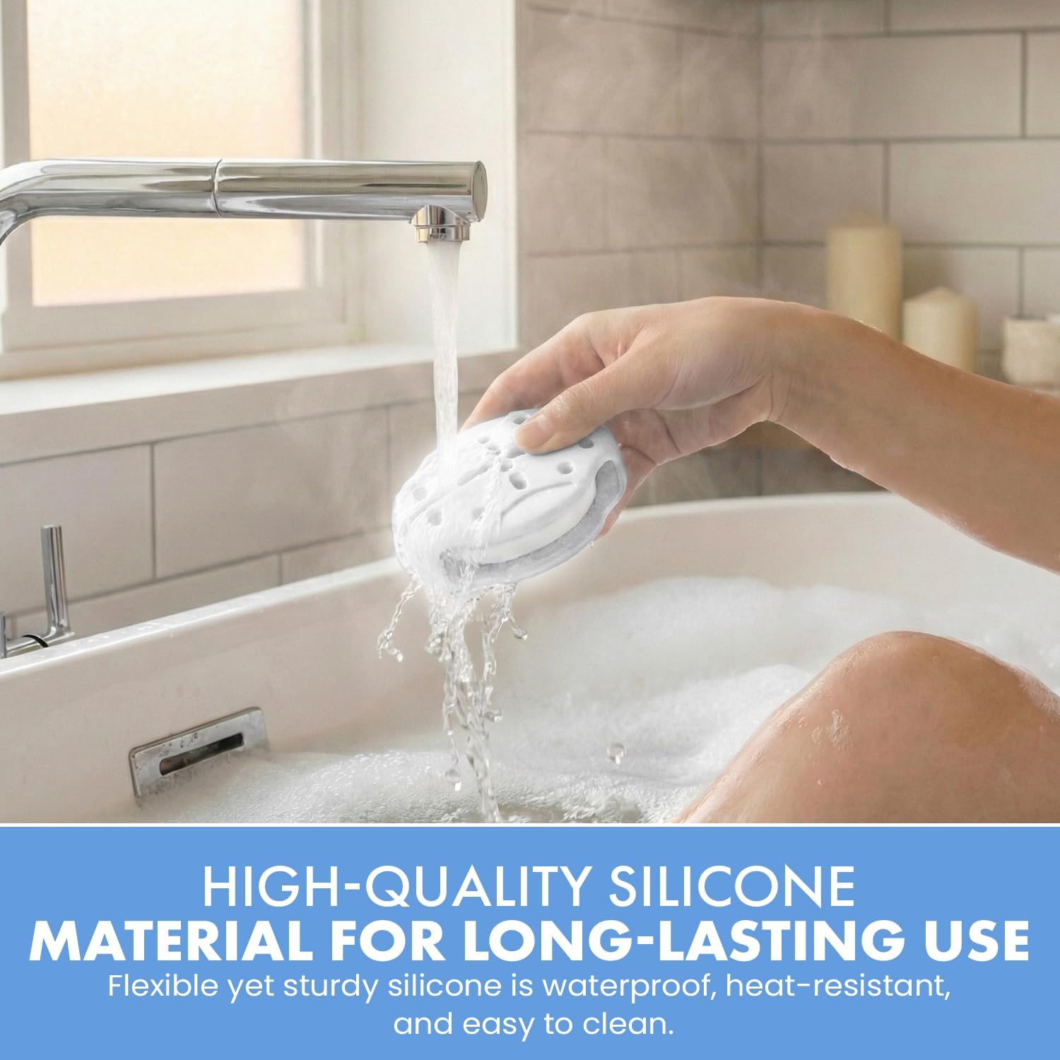 Shower Steamer Tray & Holder with Suction Cup – Non-Slip Silicone Molds for Aromatherapy Shower Steamers, Aromatherapy Containers for Bathroom, Bathroom Accessories, Soap Holder (2, White)