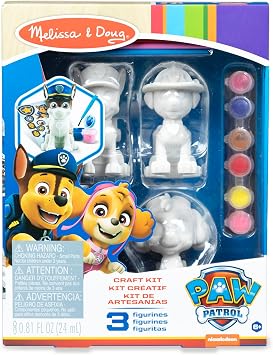 Melissa & Doug PAW Patrol Craft Kit - 3 Decorate Your Own Pup Figurines for Boys and Girls, PAW Patrol Painting Set, Activity for Birthday Parties, Ages 6+