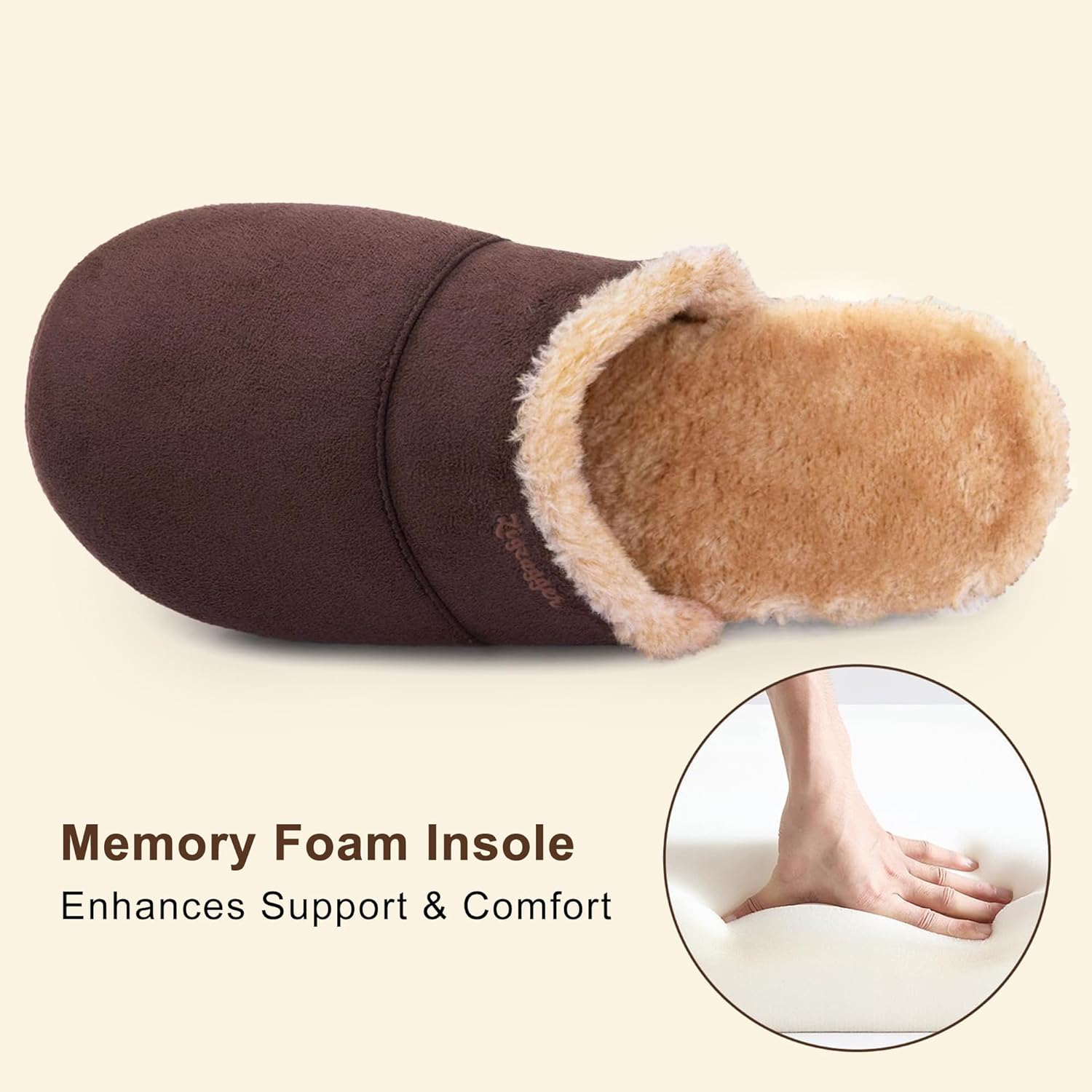 Zigzagger Mens Fuzzy Scuff House Slippers Indoor Memory Foam Winter Warm House Shoes - Image 4