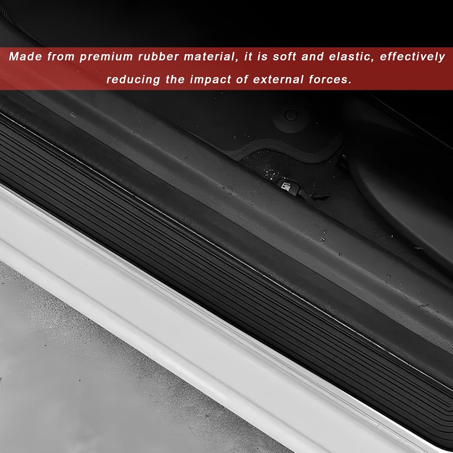 4 PCS Car Door Sill Protector, Anti-Scratch Automotive Threshold Protective Strip, Waterproof Door Edge Guards Step Shield Cover for Sedans Trucks SUVs, Car Accessories (Black)