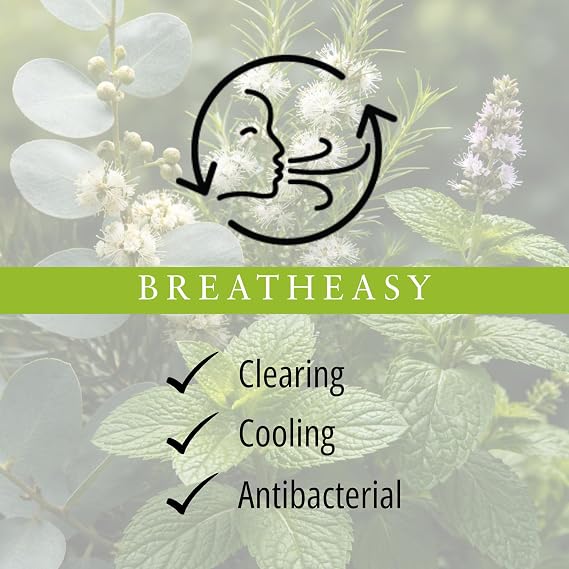 Absolute Aromas Breatheasy Aroma Inhaler with 100% Pure, Natural Essential Oils - Eucalyptus, Tea Tree, Cajeput and Ravensara - Instant Congestion Relief for All Your Chills.