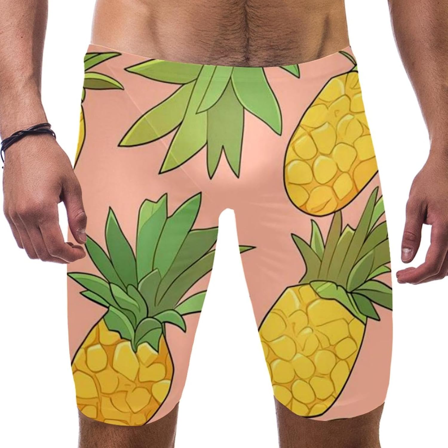 Men's Swimsuit Jammer Quick Dry Swim Jammer Racing & Training Swimsuit,Colored Pineapple Pattern