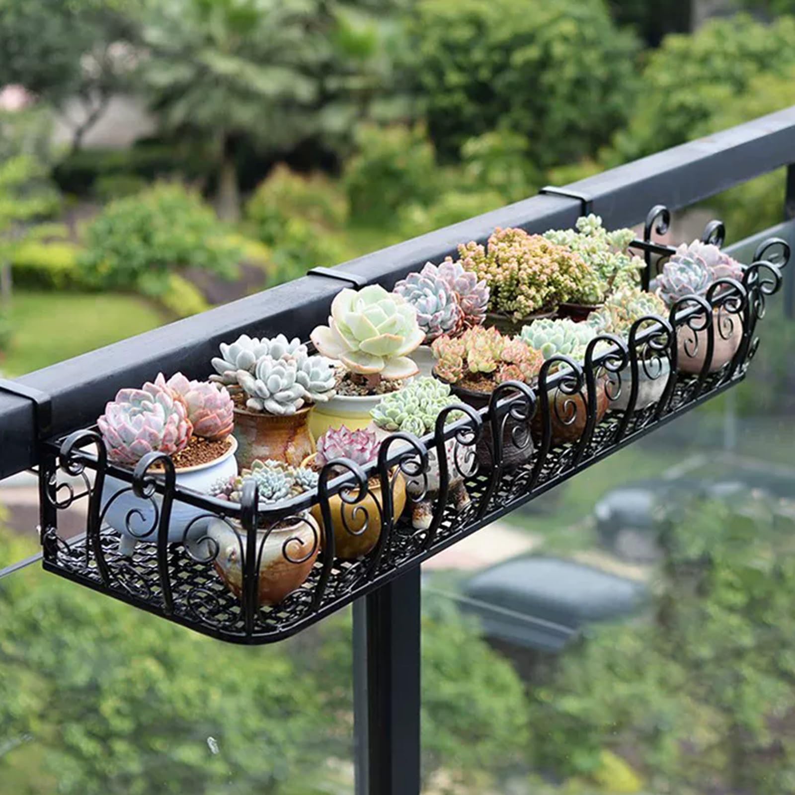 Whsmke Balcony Railing Flower Stand, Hanging Planter Basket Holder