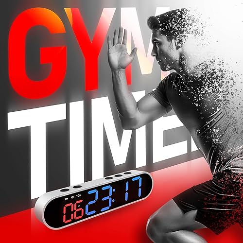 Miniatura 2 de Dienmern Reloj portátil con temporizador de gimnasio, pequeño temporizador de intervalo de entrenamiento con imán fuerte, relojes de gimnasio para