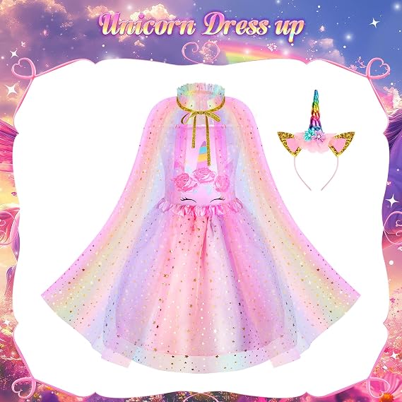 VGOFUN Princess Dress Up Clothes for Little Girls Princess Costume Princess Dresses Toddler Christmas Birthday Gift Aged 3-6