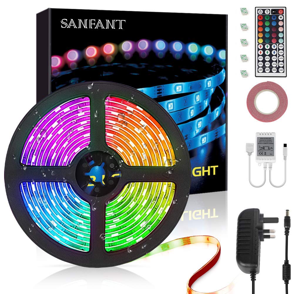 Led Strip Light 5m(16.4ft) 44 Key 5050 RGB Color Changing Led Lights with Remote for Bedroom Home Outdoor Decoration