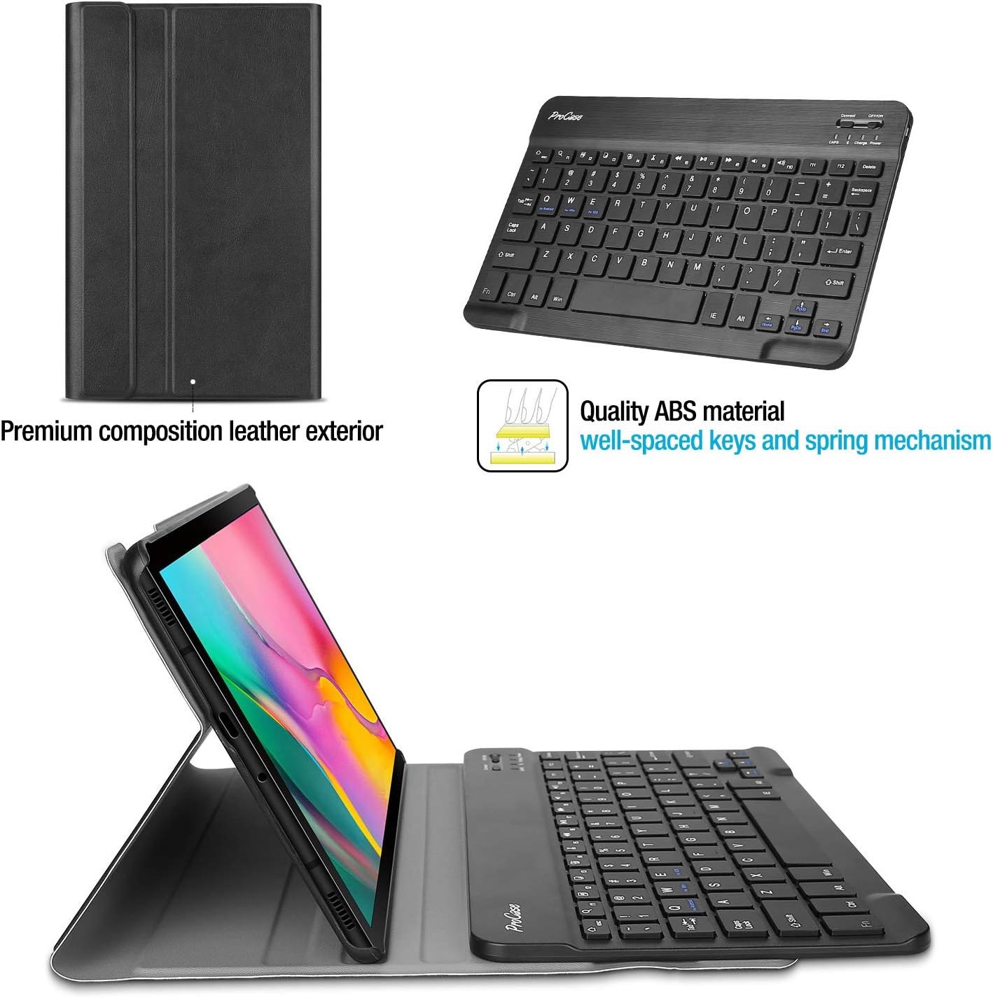 Best Cyber Monday 🔥 ProCase Galaxy Tab A 10.1 2019 Keyboard Case T510 T515 T517, Slim Shell Lightweight Cover with Magnetically Detachable Wireless Keyboard for Galaxy Tab A 10.1 Inch SM-T510 SM-T515 SM-T517 2019 -Black