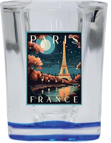 R and R Imports Paris France Design C Souvenir - Vaso de chupito cuadrado de 2.5 onzas, paquete de 2 unidades