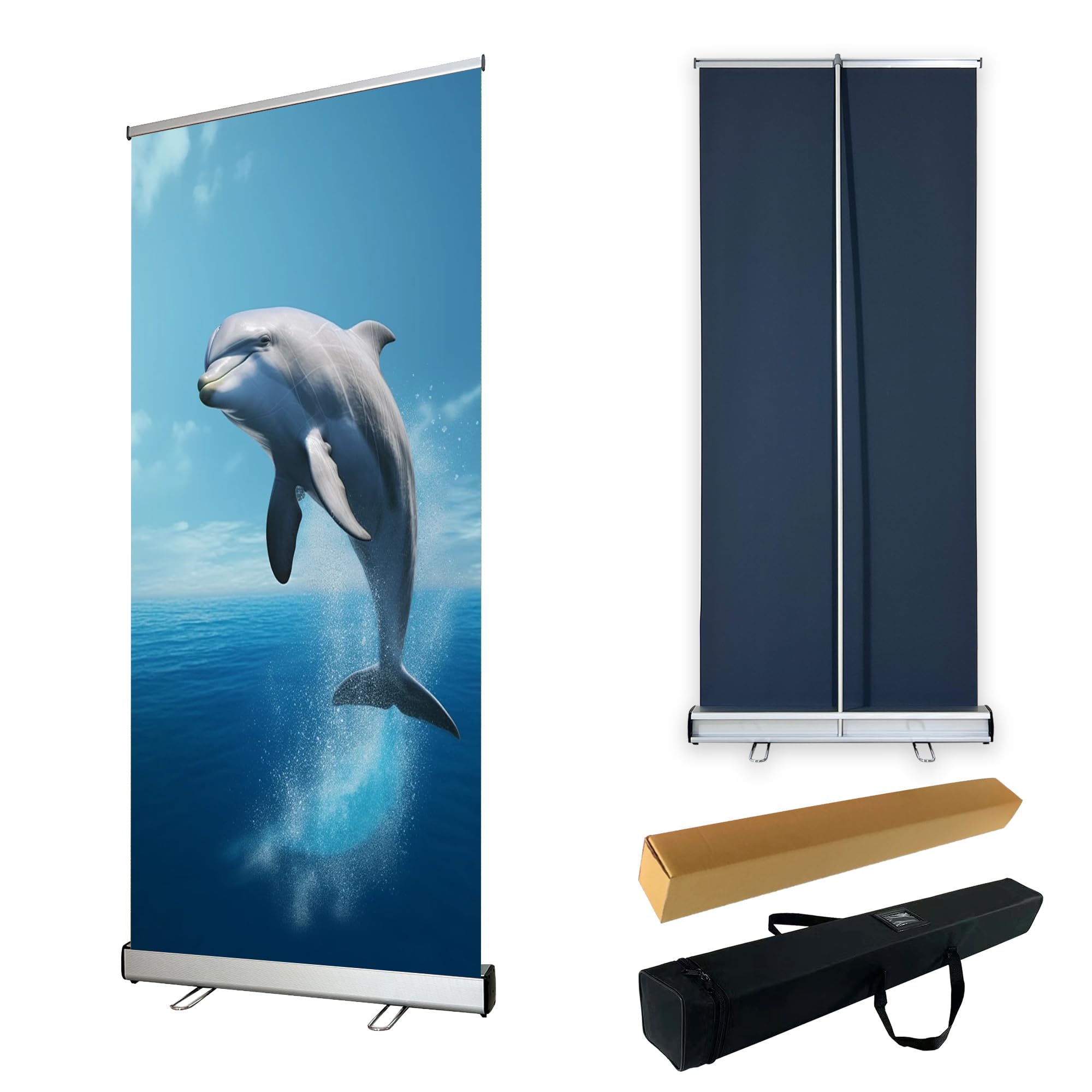 HIWOOSIGN Heavy-Duty 33.5''x 72'' Retractable Banner Stand Roll Up Banner Stand Advertising Display Stand with Padded Canvas Bag
