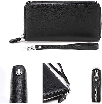 Moflycom Womens Wallet RFID Blocking Genuine Leather Zip Clutch Wristlet