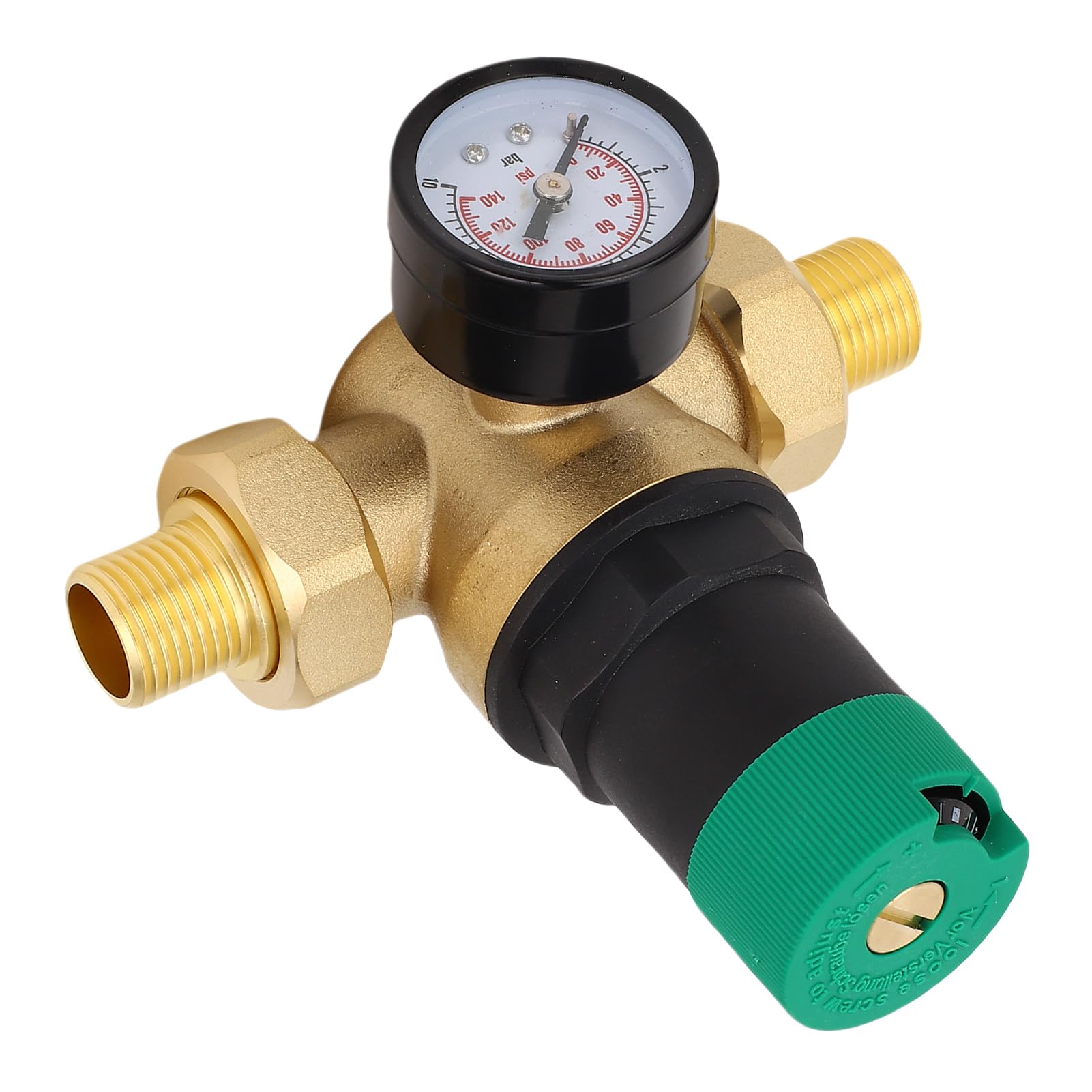 Mosiężny regulator ciśnienia wody ze wskaźnikiem 0-60Mpa |Regulowany reduktor ciśnienia wody do grzejnika/kranu/oczyszczacza |1-6 barów, 90-120 μm Sitko |Łatwa (3/4 cala (DN20))