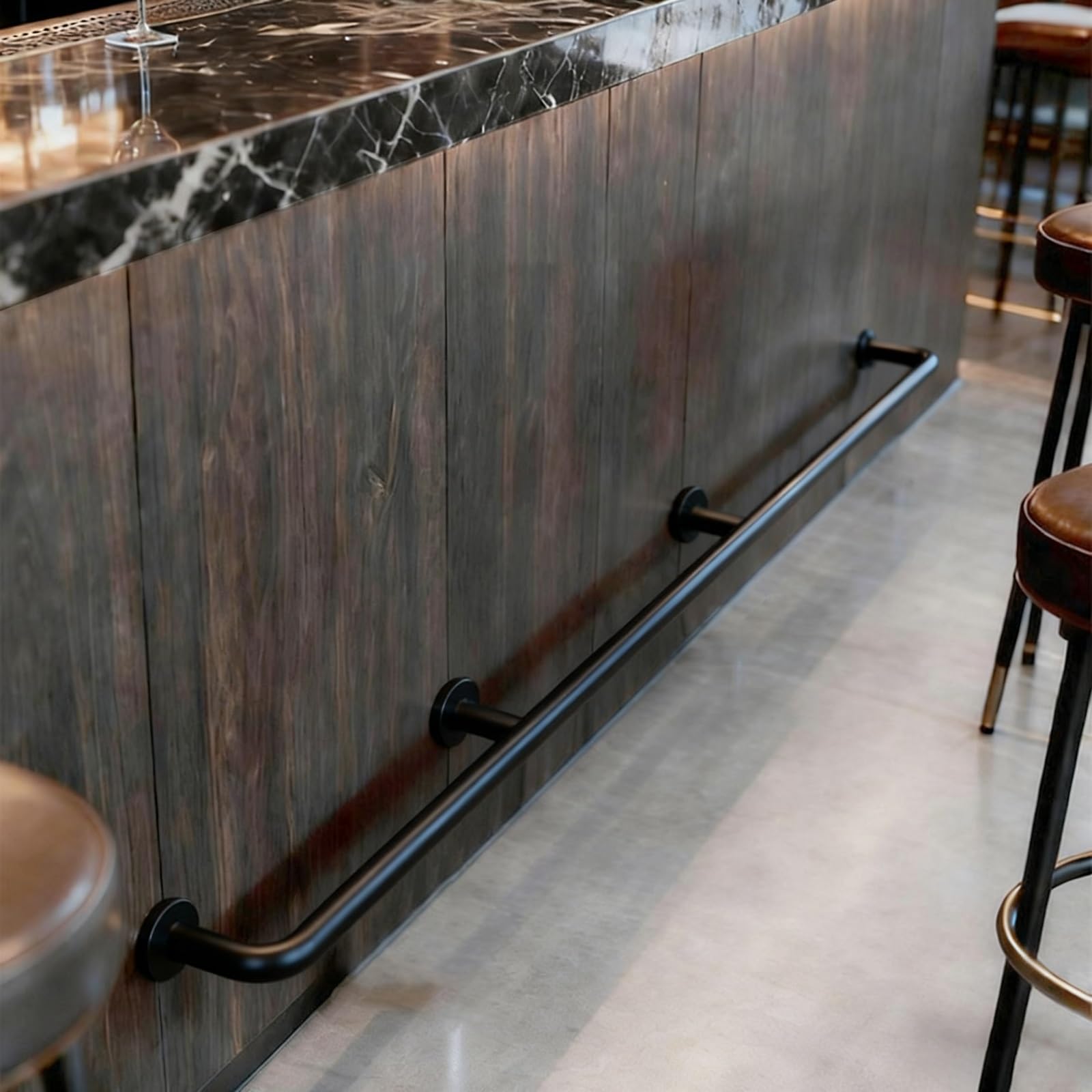 Soporte de isla de cocina de 70 cm en acero inoxidable negro y dorado para barra