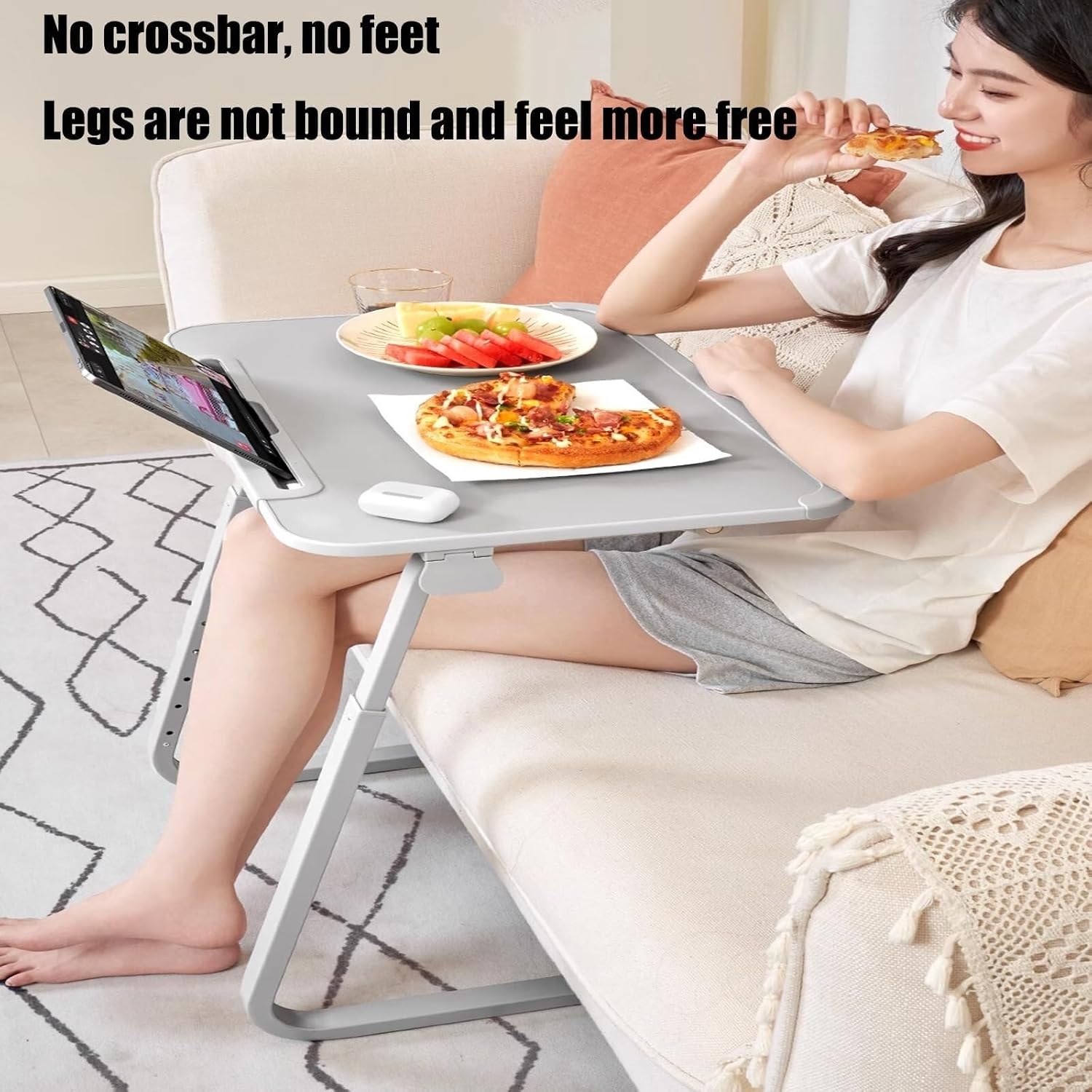 Bed Laptop Table Folding TV Tray Table and Cup Holder with 6 Height Adjustments The Original TV Tray for Working Reading Writing, Eating, Watching Movies