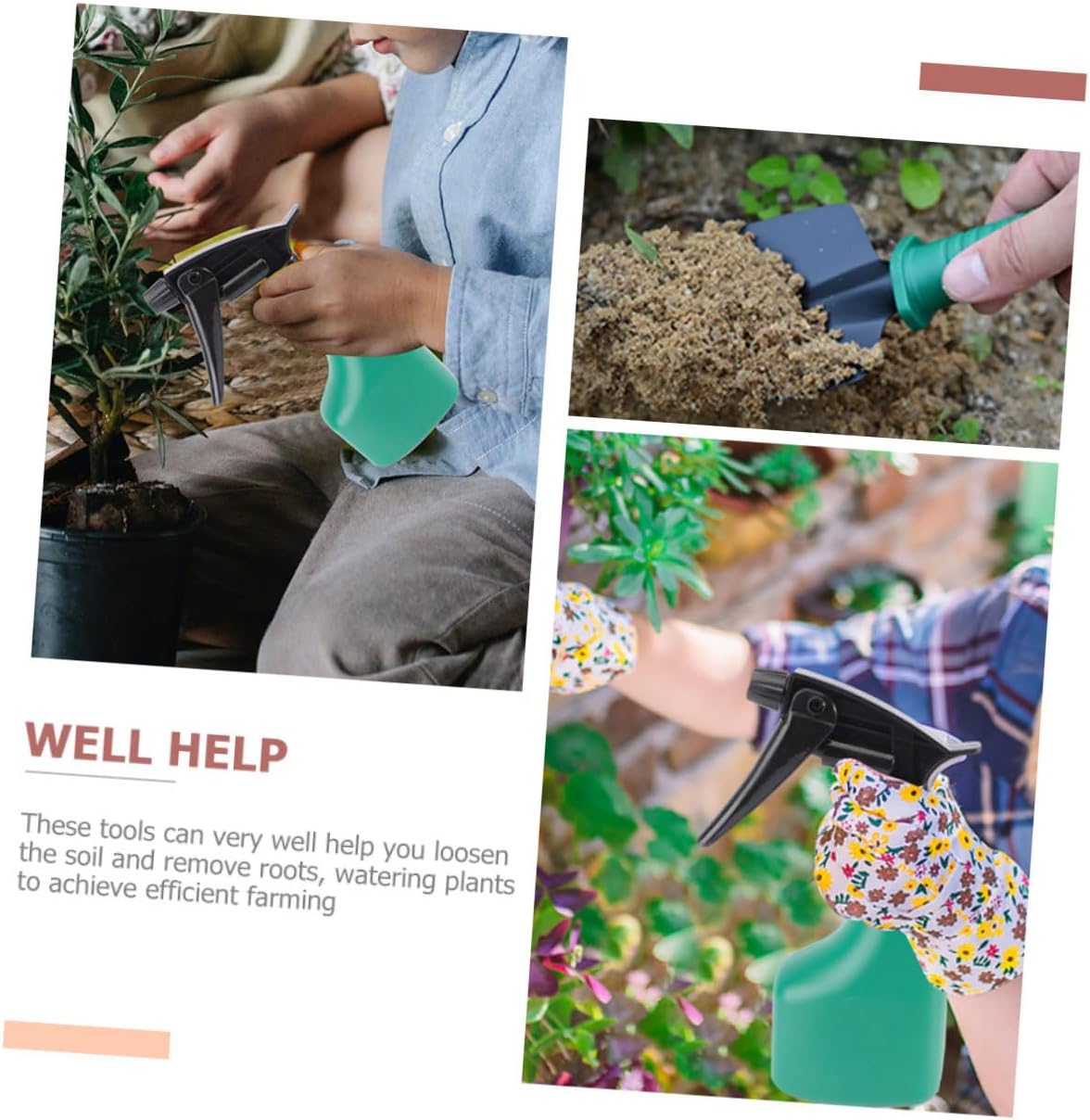 TIDTALEO 5pcs Portable Garden Tool Set with Steel Shovel, Rake, and Pruners in Carrying Case for Outdoor Planting and Gardening Tasks