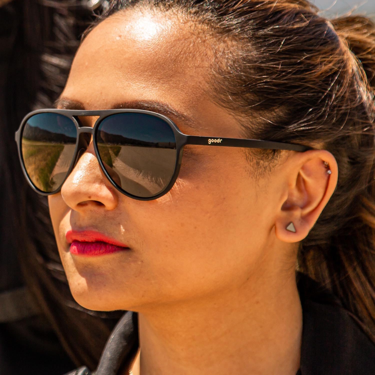 goodr Operation: Blackout Polarized Aviator Sunglasses for Men & Women, Large Sized (Mach G), Black Solid Frame with Black Non-Reflective Glare Reducing Lenses, UV400 Protection, No Slip, No Bounce - Image 4