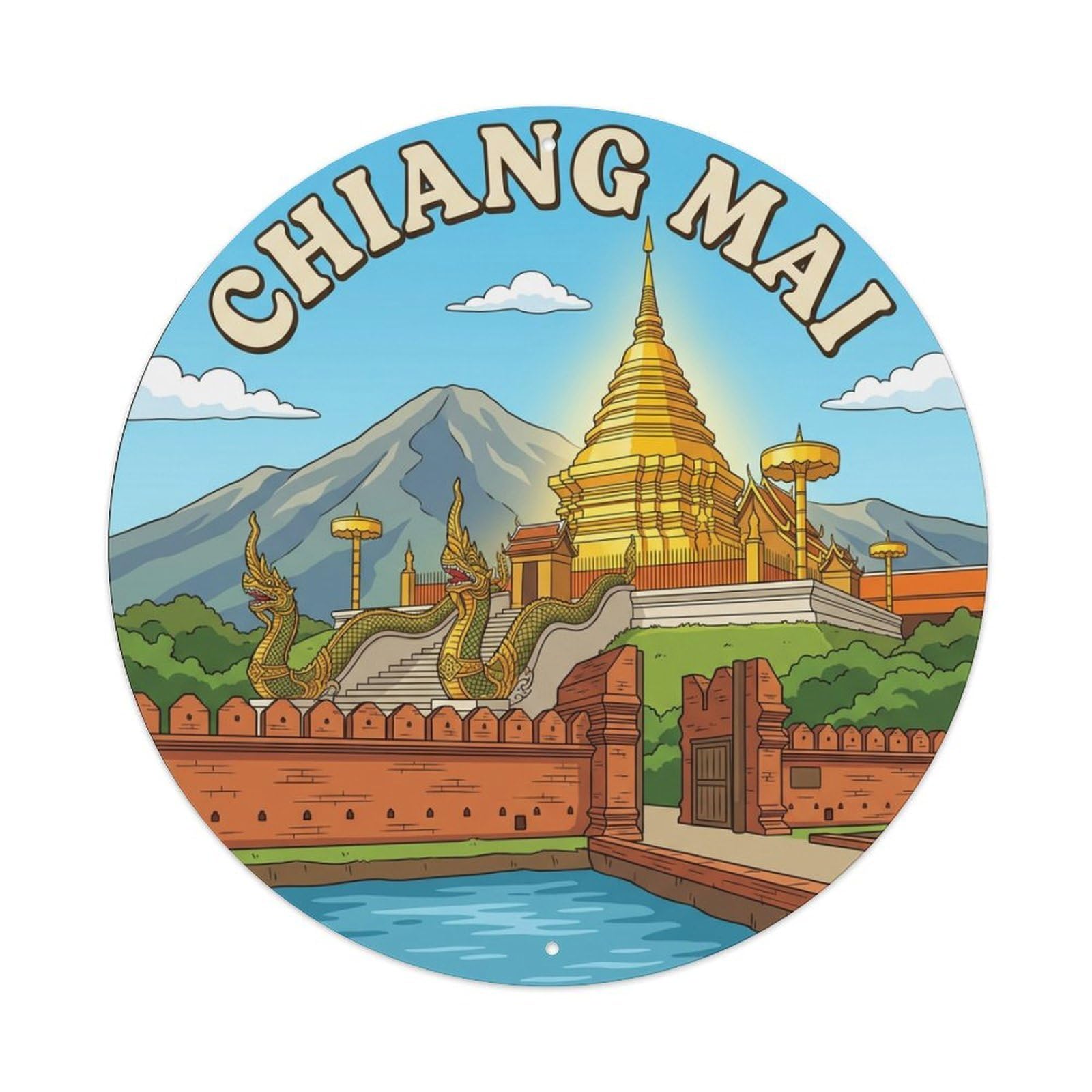 Galvaxio Style Retro Travel Thailand Chiang Mai Metal Tin Sign