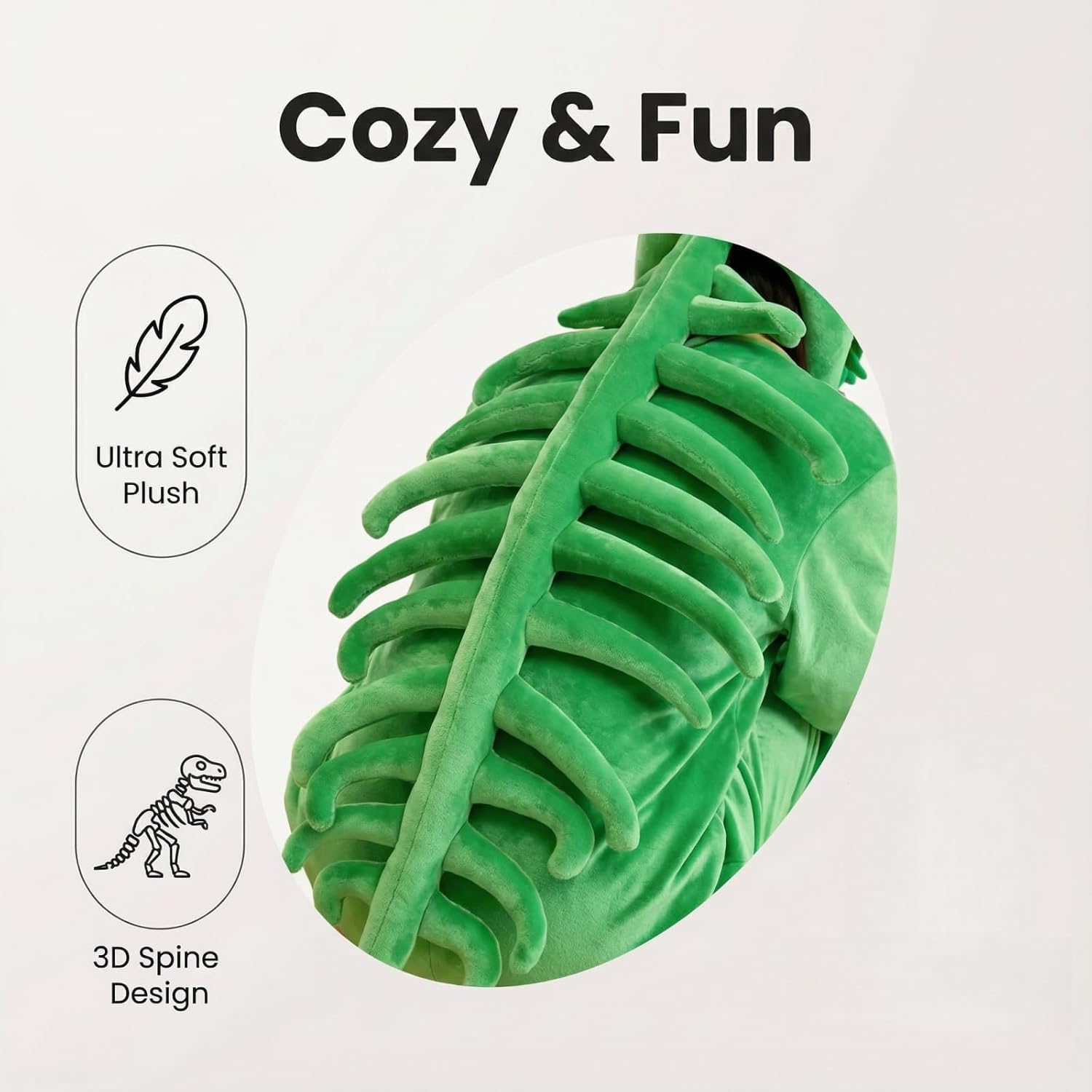 Dinosaur Skeleton Costume SetSpinosaurus-Style Dino Outfit – 3D Skull Headpiece & Spine for Dress-Up, Parties & Photos - Image 2