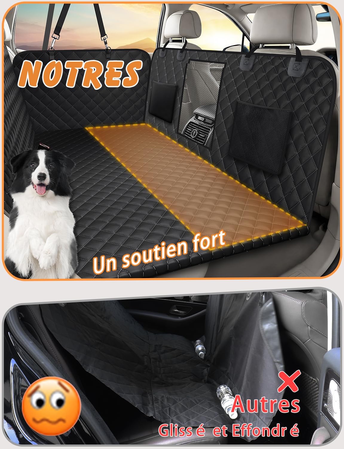 Alfheim Housse de Siège Arrière pour Chien Voiture SUV Camion, Extenseur 180Kg Renforcé, Imperméable&Anti-Rayures, Hamac Voyage Extra Large pour Chiens de Grande Taille, Facile à Installer&Nettoyer