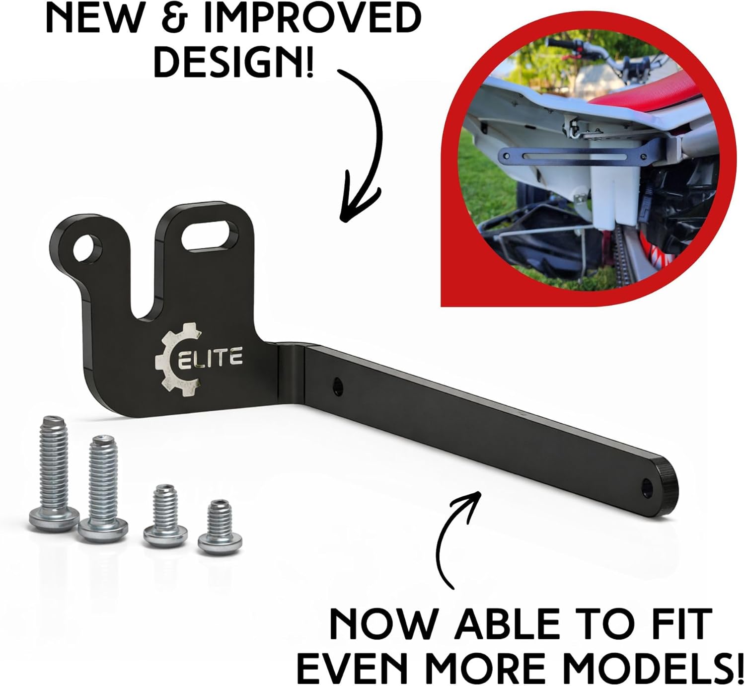ATV License Plate Mount Bracket for Yamaha YFZ450 (2004–2026), Raptor (2001–2026) & Honda TRX450R (2004–2014), Rear 4x7 Plate Holder, Anodized Aluminum – Elite Engineering