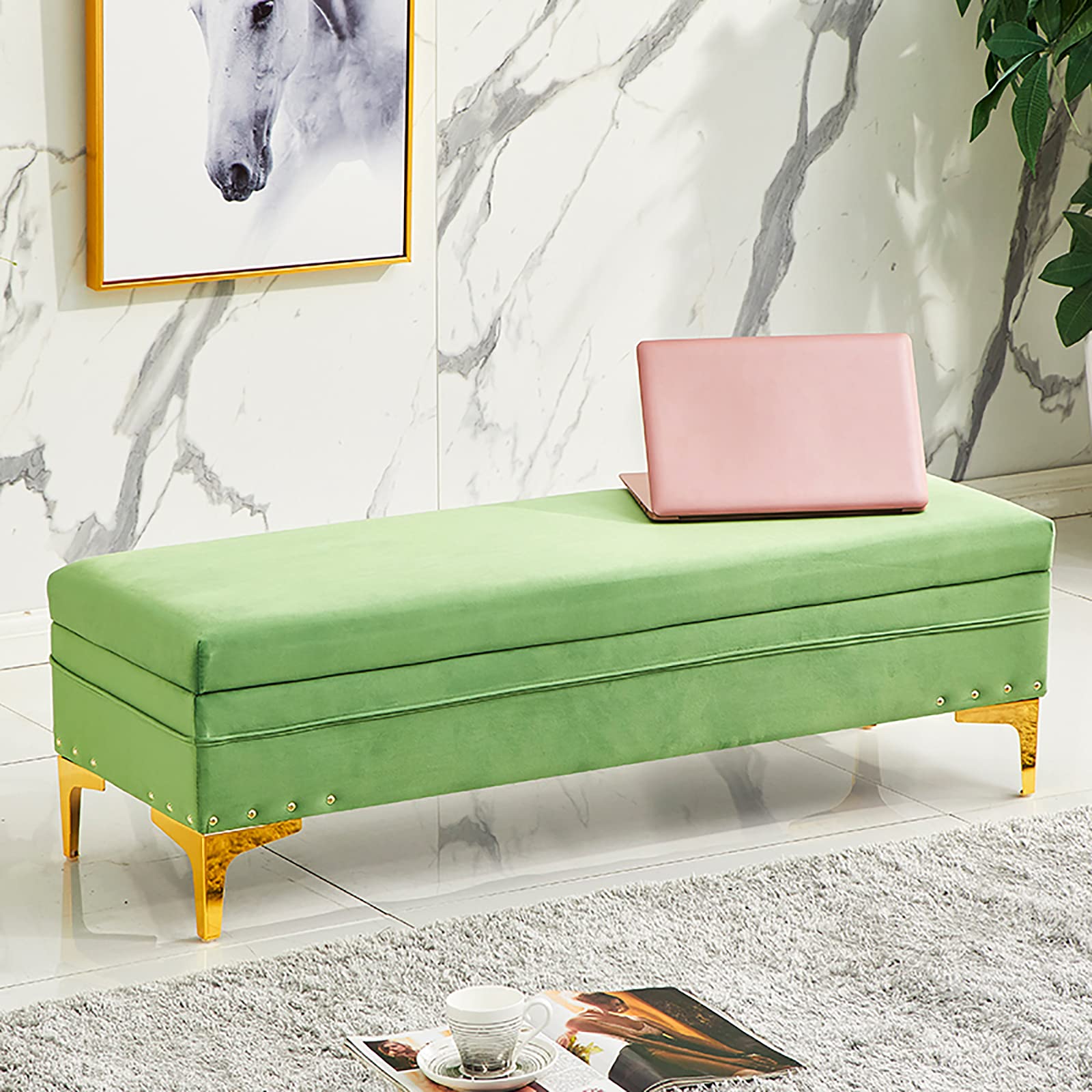 LUUYYI Lujoso banco de almacenamiento tapizado de terciopelo para sala de estar y entrada, moderno banco con cambiador de zapatos y compartimento de almacenamiento, color granate, 80 x 40 x 40 cm