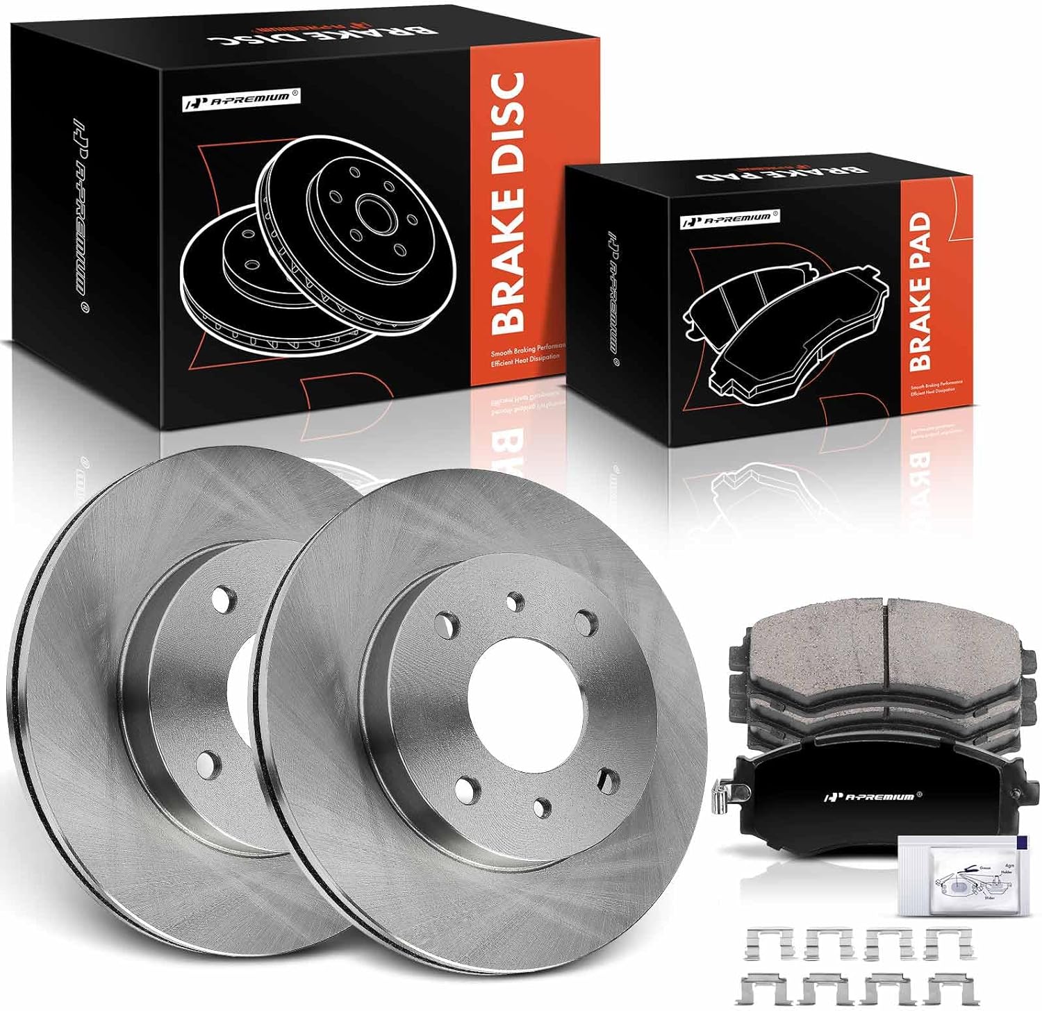 A-Premium 10.10 inch (256.7mm) Front Vented Disc Brake Rotors + Ceramic Pads Kit Compatible with Select Nissan and Infiniti Models - Sentra 2000-2006, Stanza 1990-1992, 240SX 1989-1993, G20, 6-PC Set