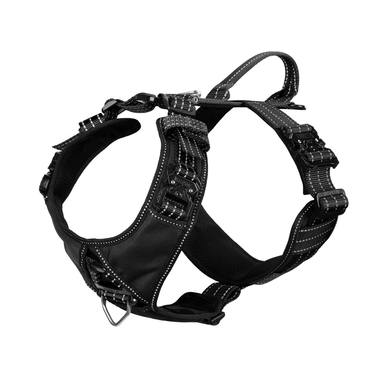 ICEFANG Dog Strap Harness with 4 x Metal Buckles,for Large Sized Dog,K9 Vest,Y-Shape Chest,Adjustable Pet Harness,No-Pull Front Leash Clip (Large (