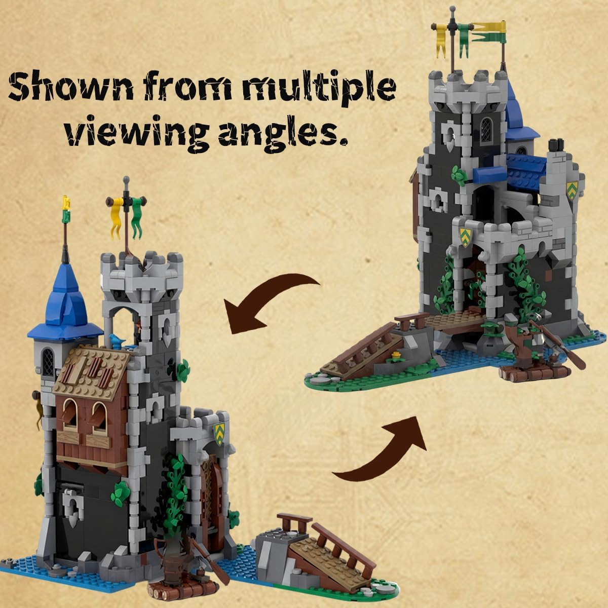 Medieval Lion Knight Castle Building Set, Architecture Castle Viking Modular Buildings, Ideals Christmas Birthday Gift for History Enthusiasts, Creative Gift for Adults （933pcs）