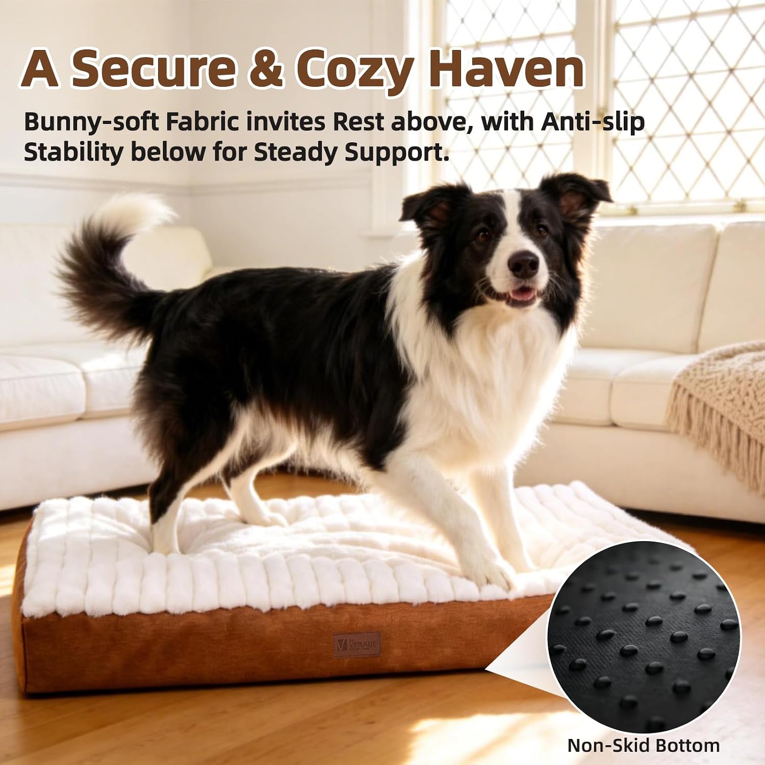 Orthopedic Dog Bed with Firm High-Density Egg Crate Foam Mattress,Soft Short Plush Surface Pet Beds,Machine Washable with Removable Cover & Non-Slip Bottom for Small Breeds(Brown, 23"L x 17"W x 3"H)