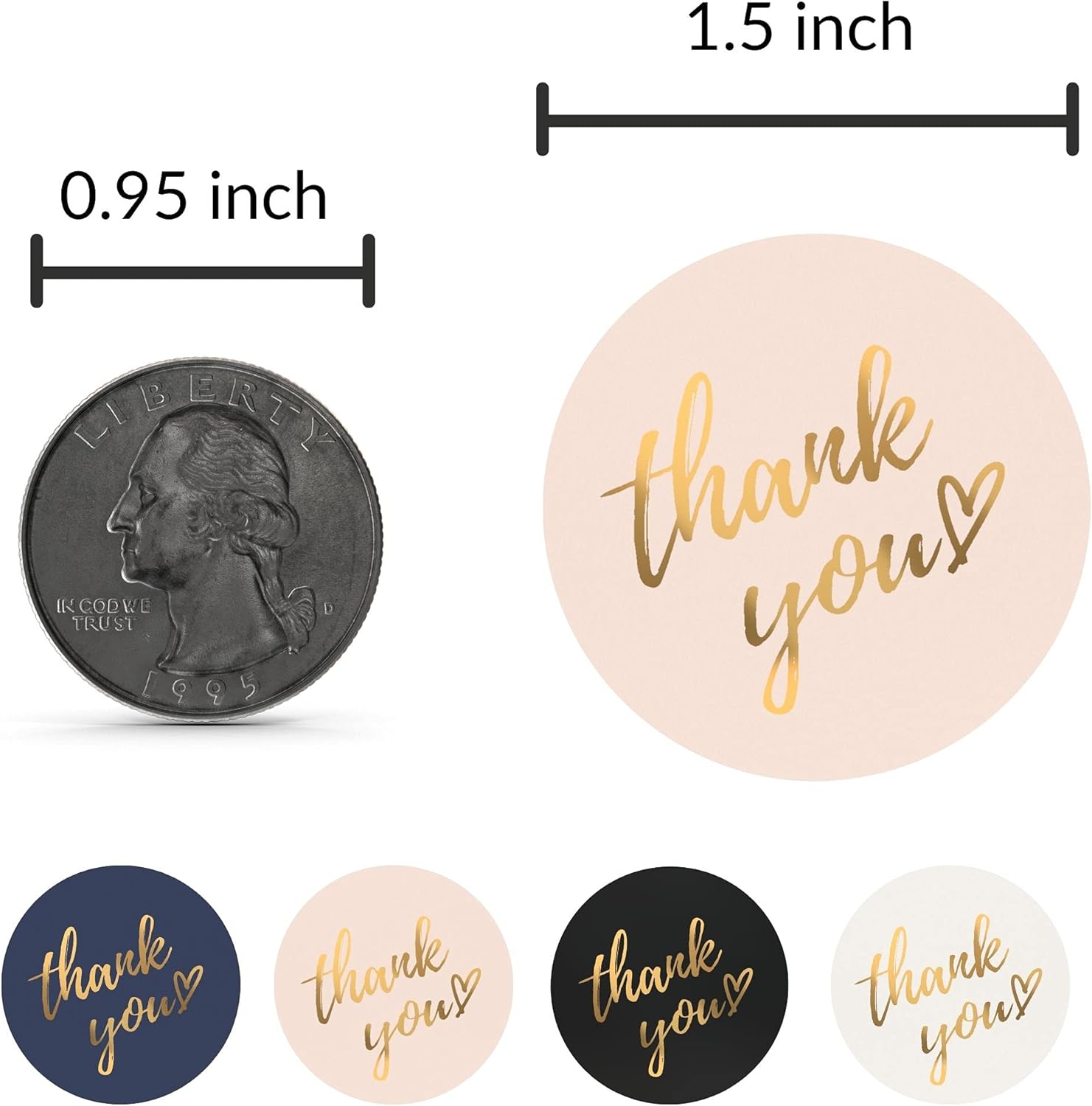 Thank You Stickers Roll | Simple and Sincere | 1.5 inch | Waterproof | 500 Labels for Small Business, Packaging, Mailer Seal Stickers | 4 Classic Colors with Gold Foil Design - Image 3