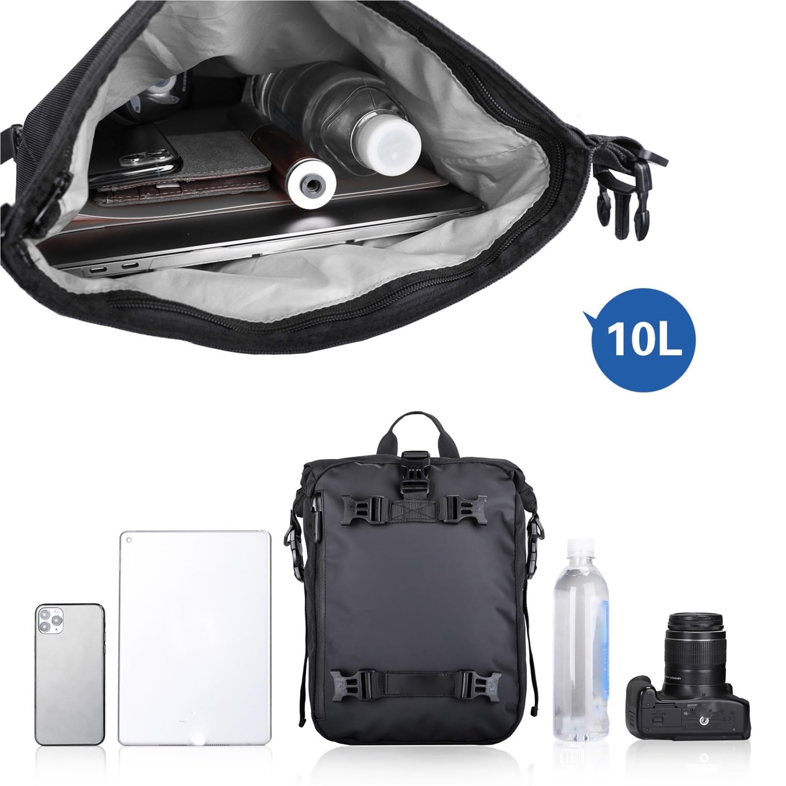 Bolsa Multifuncional Bolsa De Tanque para Motocicleta con Base Universal, 10L, Interna, Impermeable, para Conducción Al Aire Libre, Bolsas Viaje