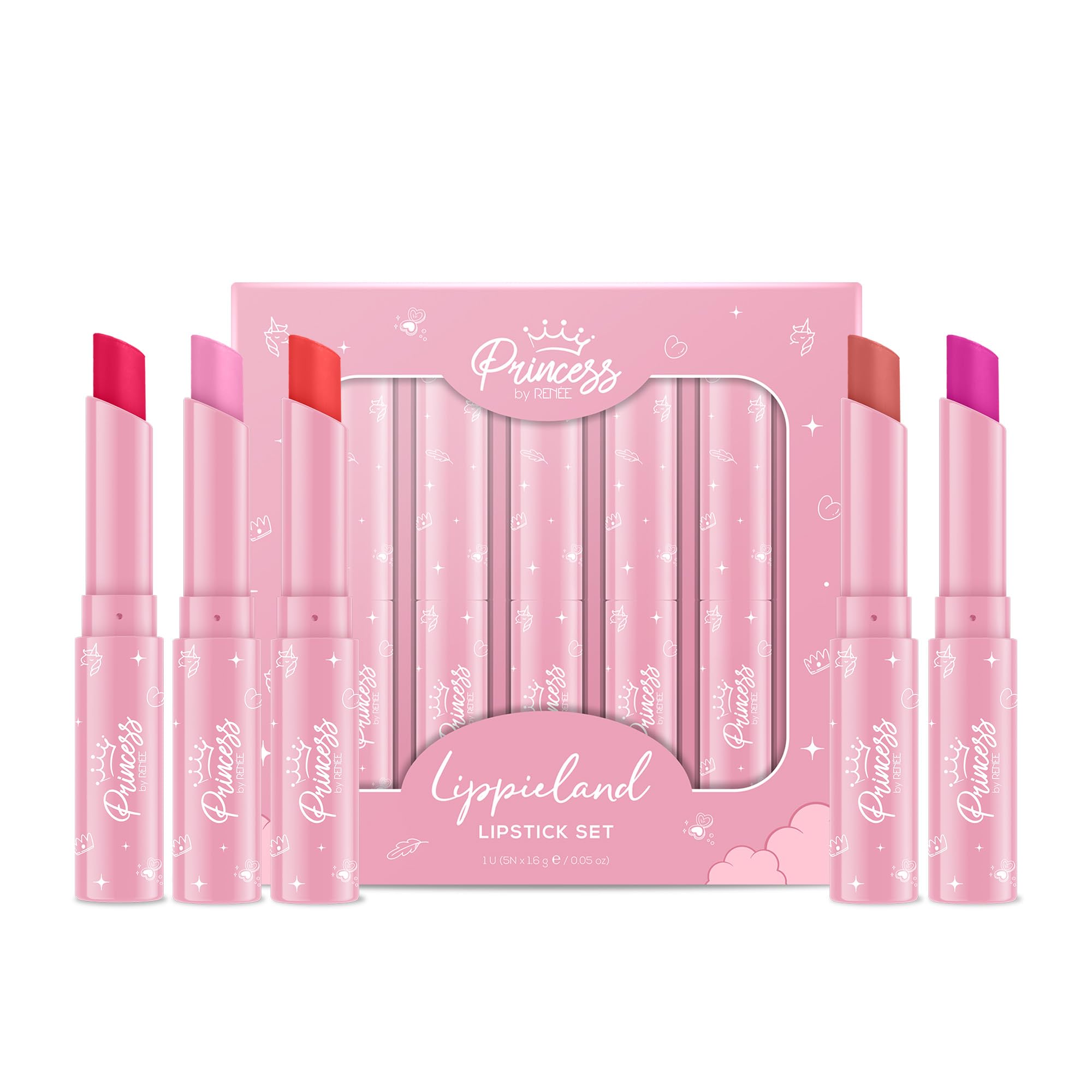 Princess by RENEE Lippieland Lipstick Set Of 5 For Kids & Preteens | Creamy, Balm-Like Texture, Subtle Shine | Buildable Pigment, With Coconut Oil & Shea Butter | Moisturizes & Nourishes Lips | 8g-image-3