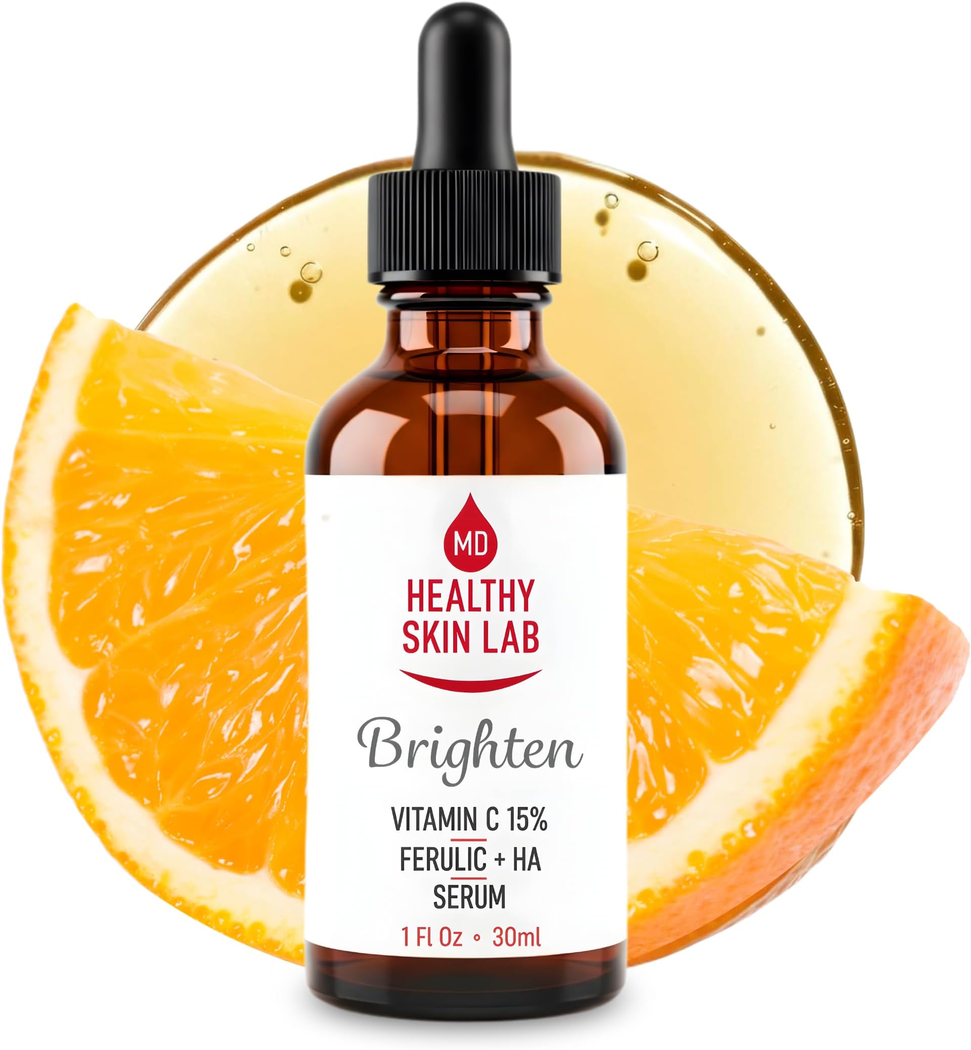 Healthy Skin Lab Brighten Medical Grade Vitamin C Serum, 15% L-Ascorbic Acid with CE Ferulic, Vitamin E, Hyaluronic Acid & Collagen‑Boosting Peptides for Brightening, Firming & Anti‑Aging (30 ml)