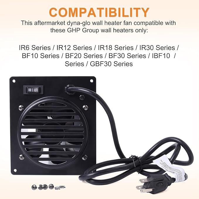 Calefactor Eléctrico de Pared con Ventilador 2 en 1 y Termostato 4800W 120V miniatura 6