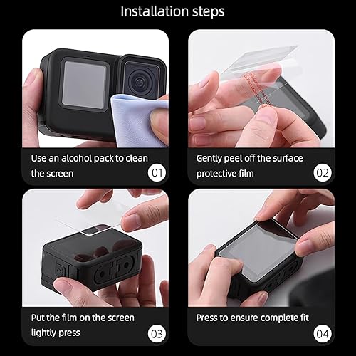 Miniatura 6 de Flymile Protector de pantalla para GoPro Hero 1211109 Negro Ultra Claro Vidrio Templado HD Lente Película Protector+Pantalla LCD Frontal Fácil de