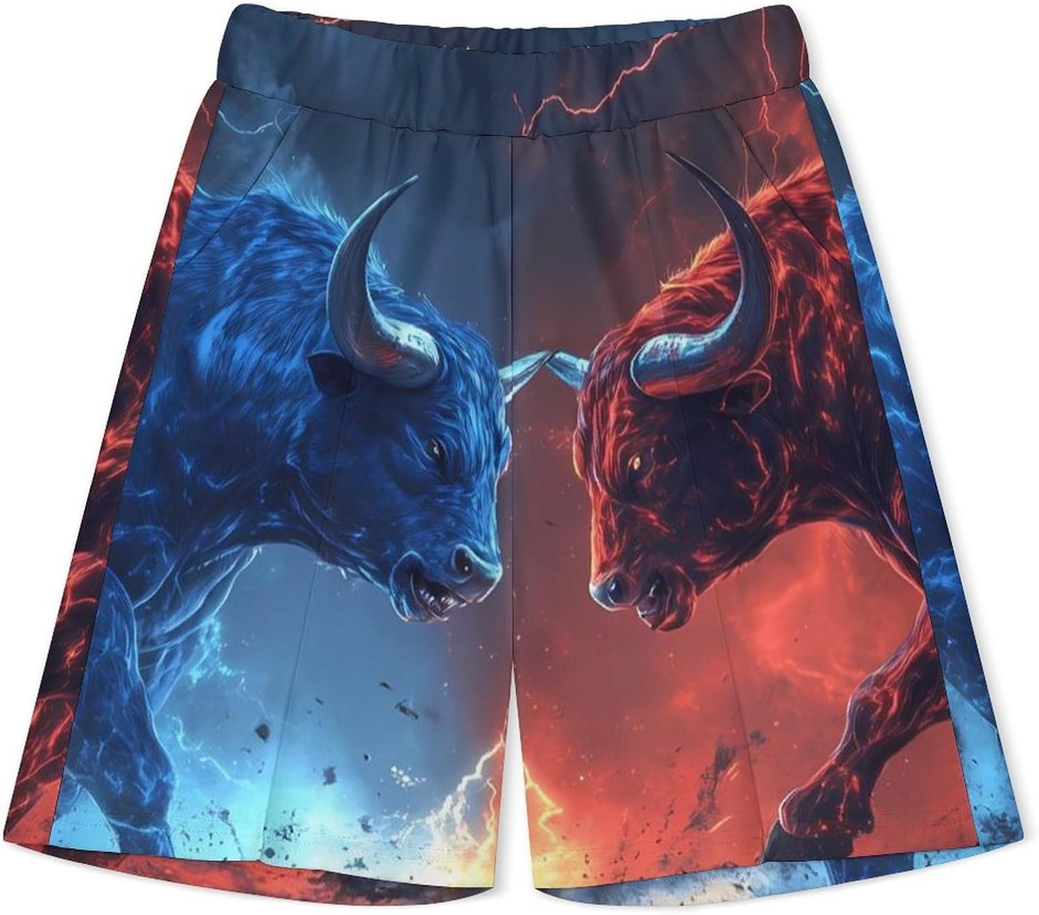 Ice Fire Cow Mens Polo Shirts Track Suits 2 Piece Short Sleeve Sweatsuit 1/4 Zip Golf Loungewear for Sports