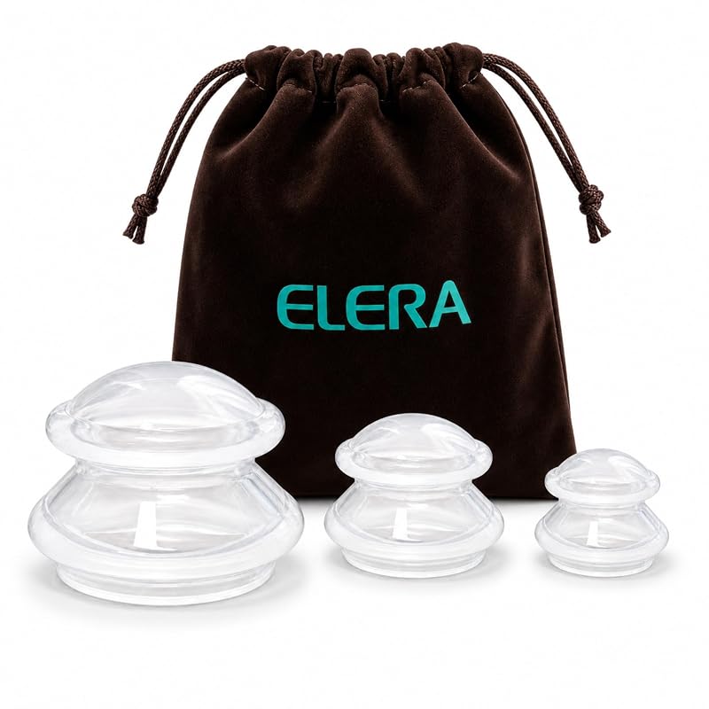 ELERA Cupping Kit for Massage Therapy – Silicone Cupping Therapy Set with 3 Massage Cups (S/M/L), Ideal for Cellulite, Relaxation & Daily Self-Care 3 Cups (L M S size)