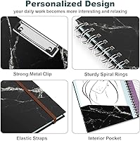 Vista 6 de Hongri Portapapeles Folio con libreta forrada recargable, carpetas de 8.5 x 11 con 10 bolsillos de almacenamiento, portafolio espiral, tamaño 12.8 x