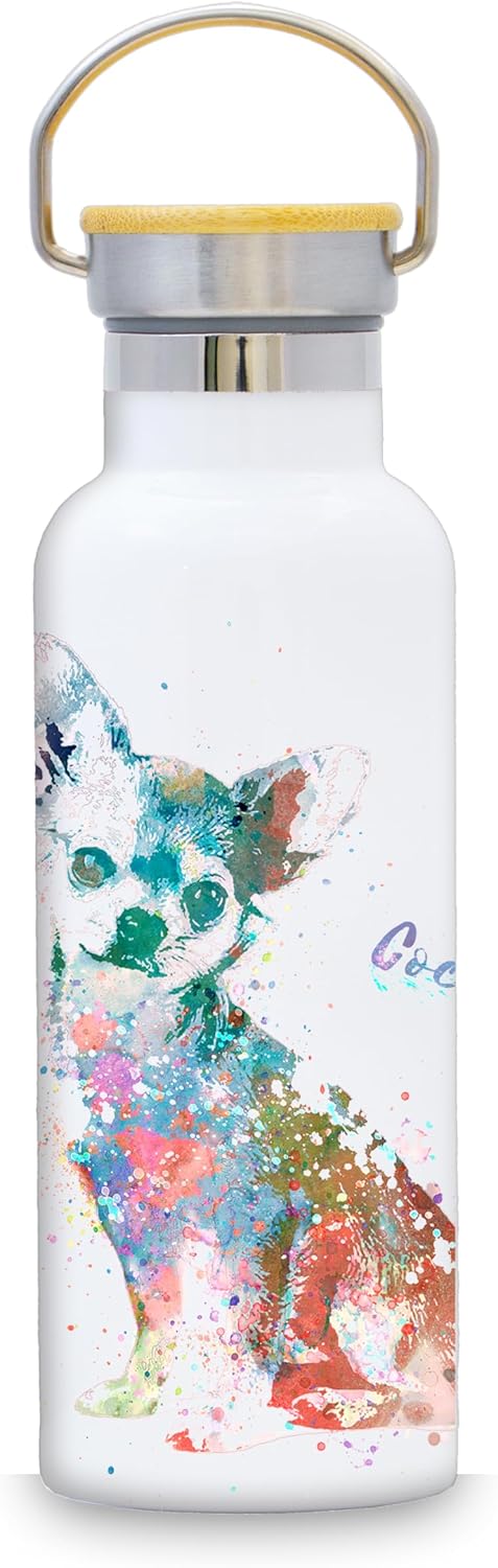 Personal-Prints | Personalized Watercolor Dog 16oz Stainless Steel Water Bottle| Your Dog’s Breed and Name | Shorthaired Pointer
