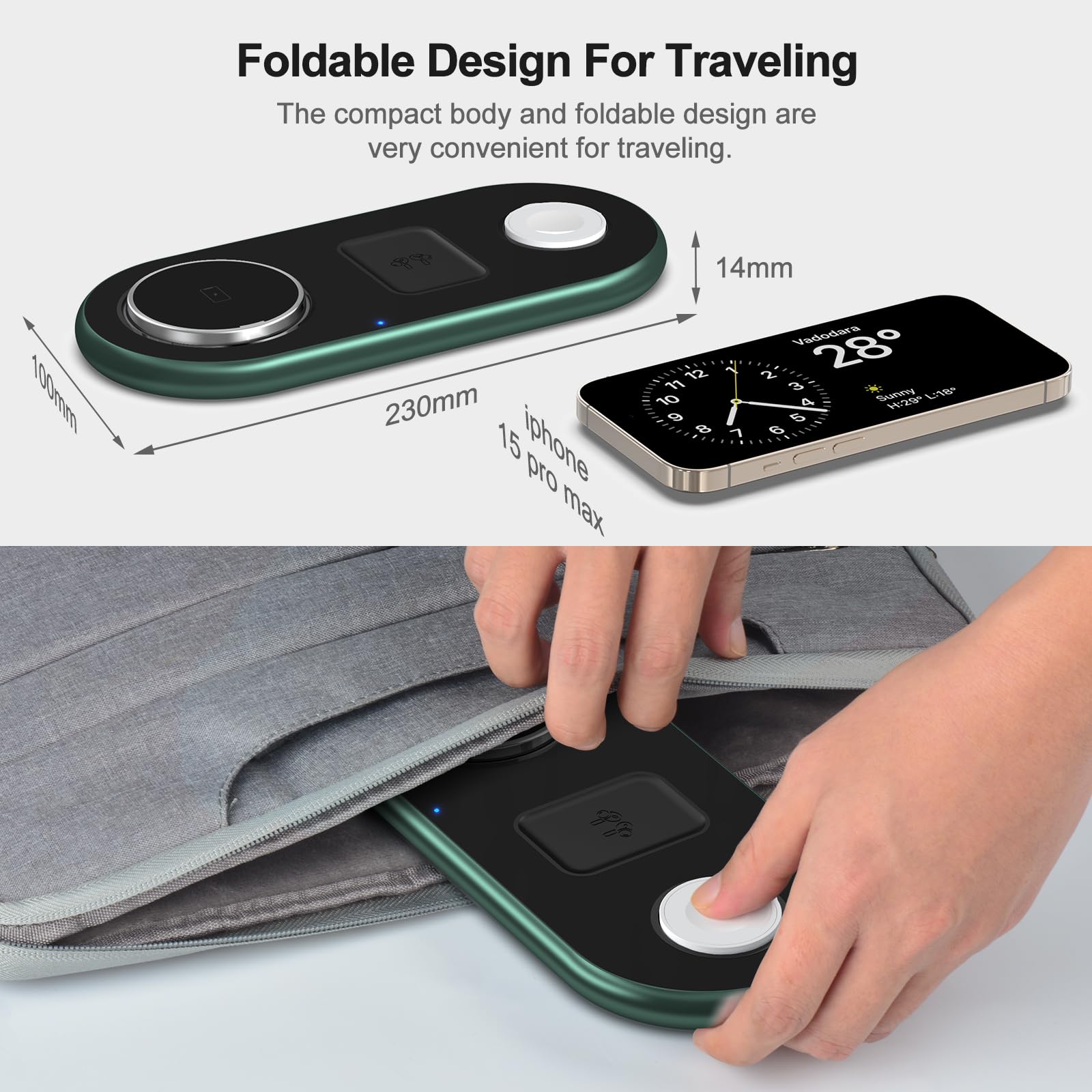 Stazione di ricarica 3 in 1 per dispositivi Apple, supporto di ricarica più veloce Mag-Safe, stazione di ricarica wireless magnetica per iPhone 15, 14, 13, 12 Pro Max Plus, Apple Watch iwacth e