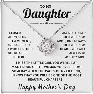 To My Daughter Necklace From Mom With Heartfelt Message & Elegant Box - Luxury Necklace Gifts On Birthday, Anniversary Graduation, Valentines and Mothers Day For Daughter.