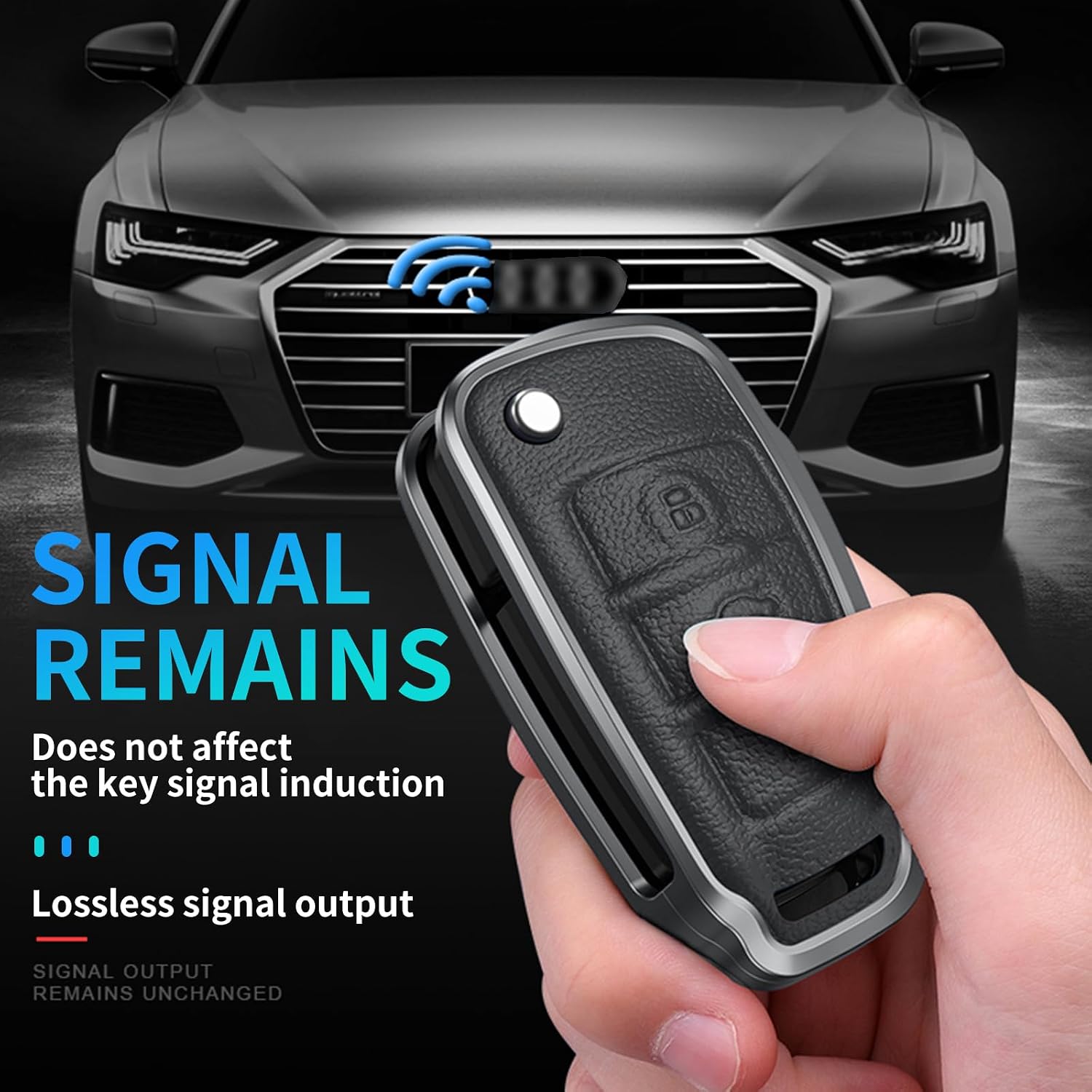 KUNGKIC Car Smart Key Fob Cover Case For Audi C6 R8 A1 A3 Q3 A4 A5 A7 TT Aluminum Leather Protector Keychain Accessories