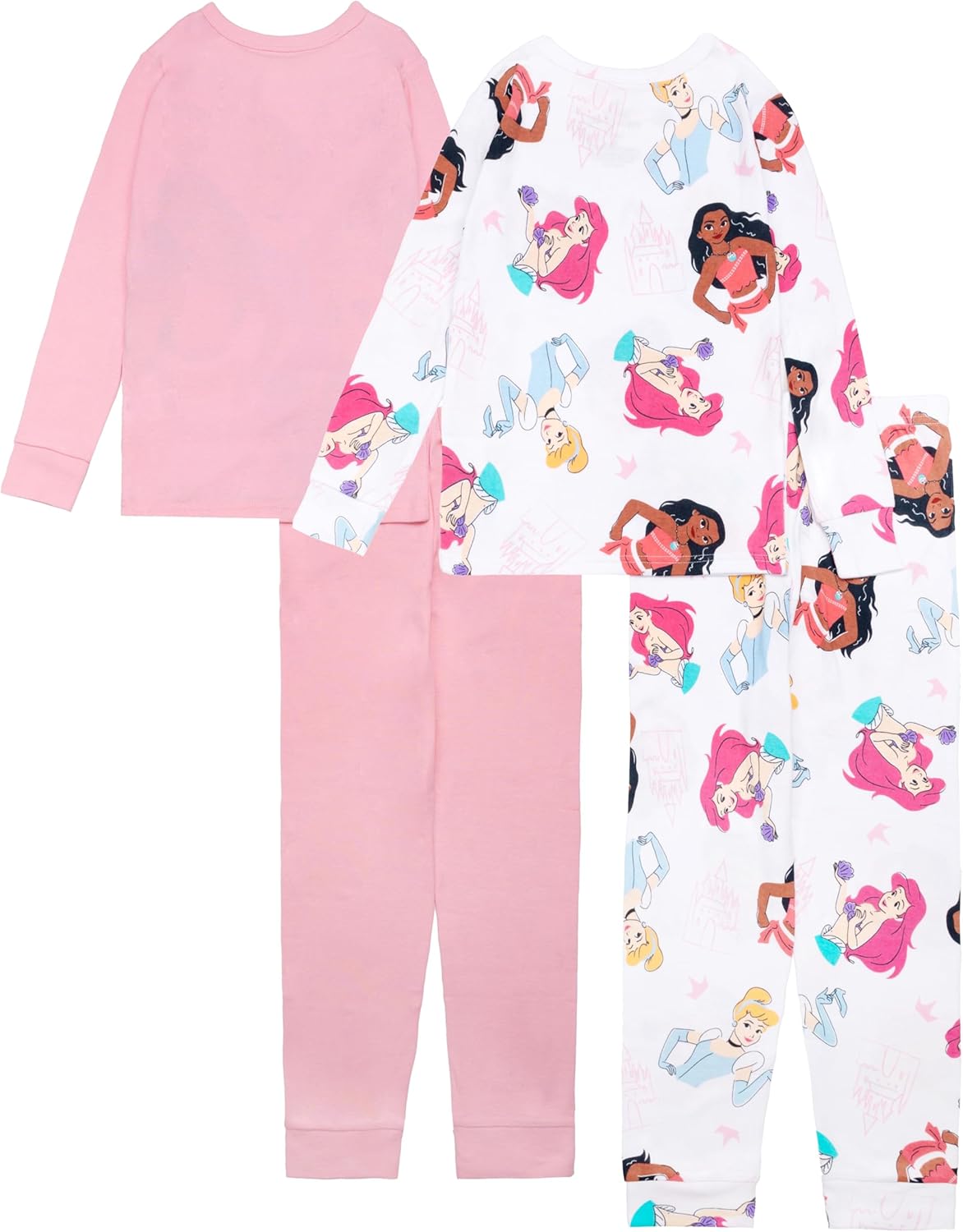 Disney girls 4-piece Snug-fit Cotton Pajama Set, Soft & Cute for Kids - Image 6