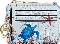 Vista 28 de Sodsay Estuche para tarjetas, cartera delgada con bolsillo frontal, para mujer, sujetatarjetas con llavero negro