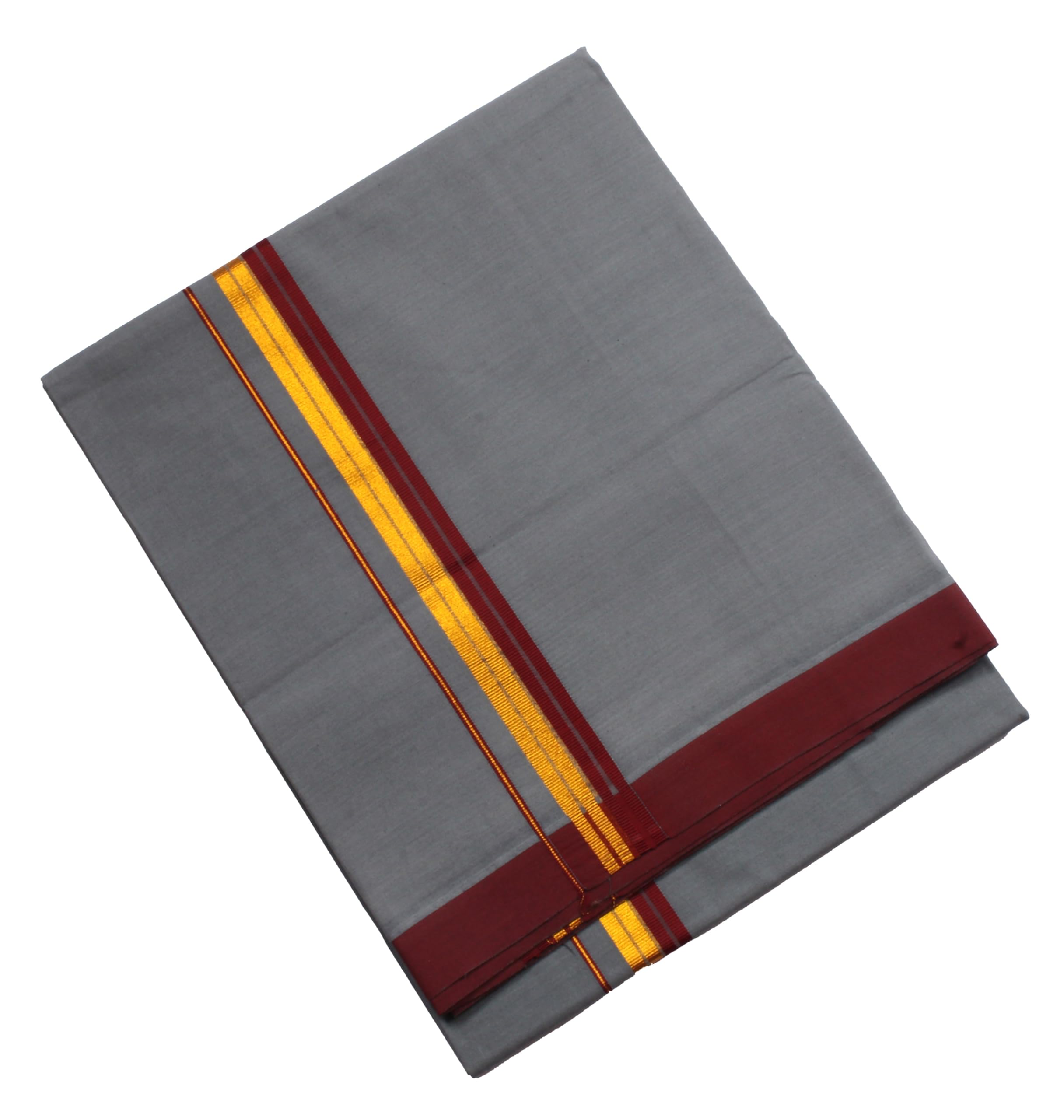 Hornbill Enterprises Pure cotton Men's Single Dhoti-2.00 meter/Lungi/Mundus 2 Border color Set of 1-picture-20