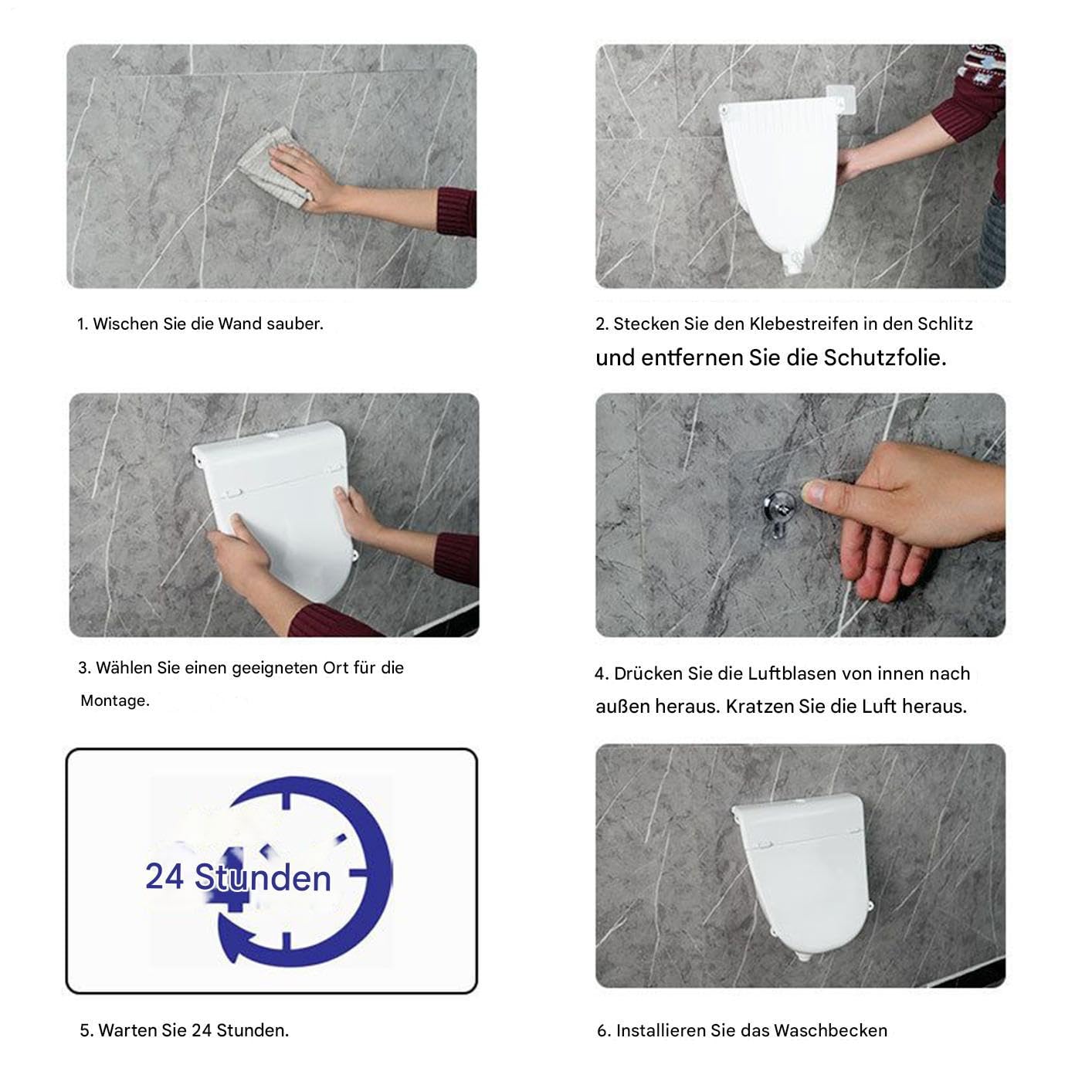 Generisch Pissoir de pared para hombre | Fregadero orinatorio para baño | Fregadero a prueba de rebosadero con manguera para vehículos, casa, jardín, dormitorio
