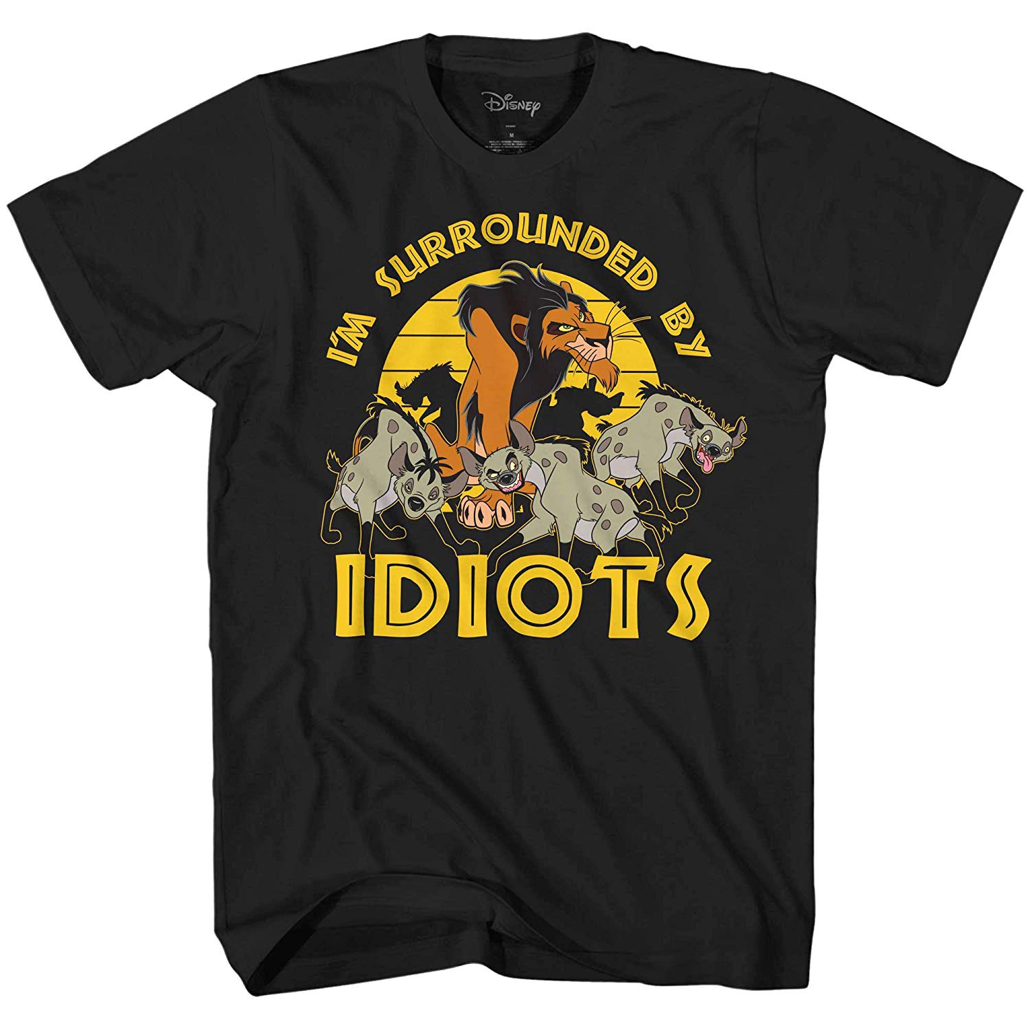 Disney Men's The Lion King Scar Surrounded by Idiots T-Shirt (Large) Black